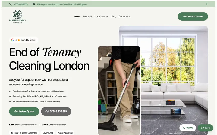 Earth Friendly Cleaning website screenshot
