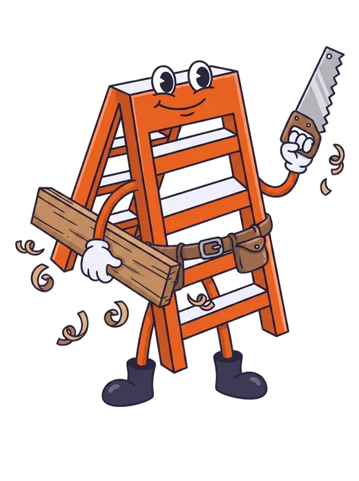 The Local Ladder mascot as a cartoon carpenter