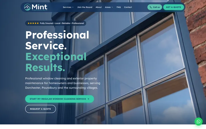 Mint Exterior Property Services website screenshot